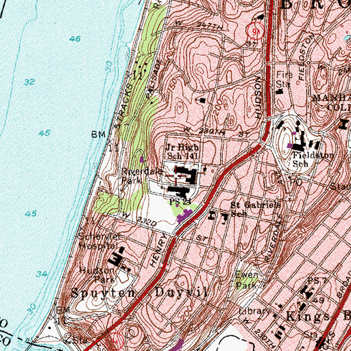 Topographic Map of Riverdale Playground, NY