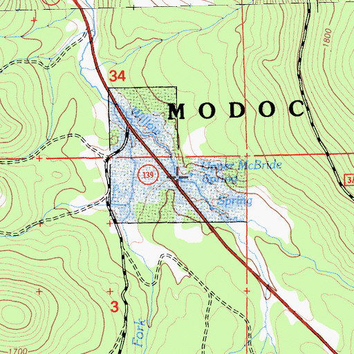 Topographic Map of Upper McBride Spring, CA