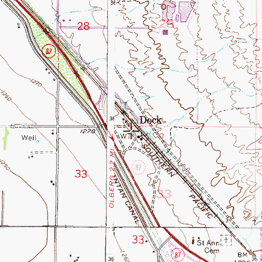Topographic Map of Dock Railroad Station, AZ