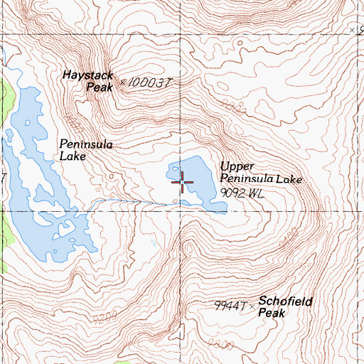 Topographic Map of Upper Peninsula Lake, CA