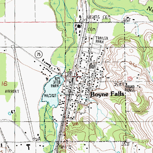 Topographic Map of Crooked Tree Library, MI