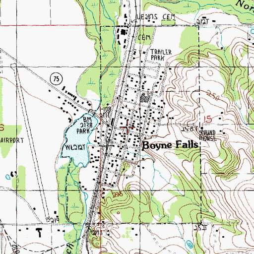 Topographic Map of Boyne Falls United Methodist Church, MI