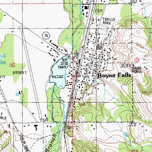 Topographic Map of Boyne Falls Station, MI