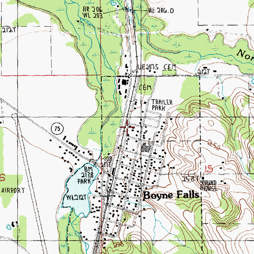 Topographic Map of Boyne Falls City Hall, MI