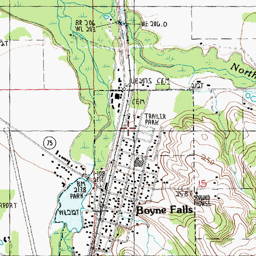 Topographic Map of Boyne Valley Township Fire and Rescue, MI