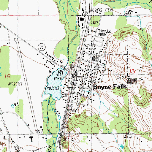 Topographic Map of Boyne Falls Post Office, MI