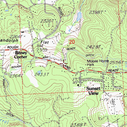 Topographic Map of Upper Rough and Ready Ditch, CA