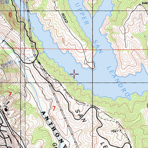 Topographic Map of Upper San Leandro Reservoir, CA