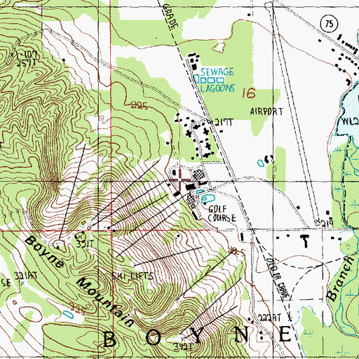Topographic Map of Boyne Mountain Ski Area, MI