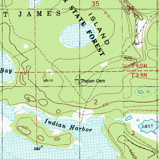 Topographic Map of Indian Cemetery, MI