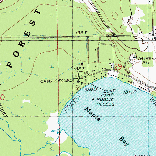 Topographic Map of Maple Bay State Forest Campground, MI