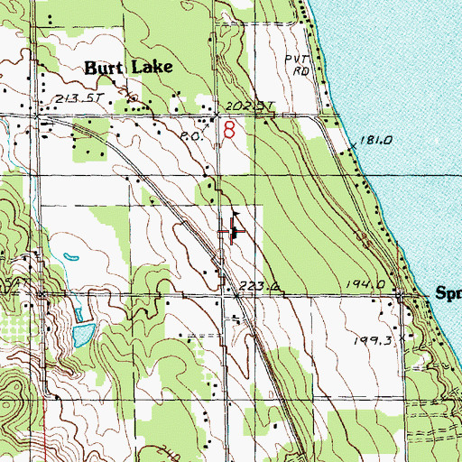 Topographic Map of Northern Michigan Bible Church, MI