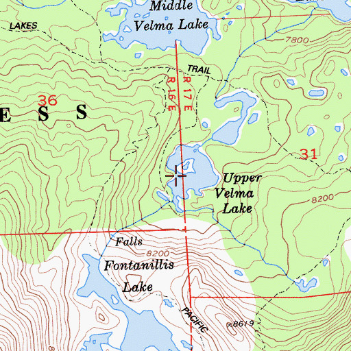Topographic Map of Upper Velma Lake, CA