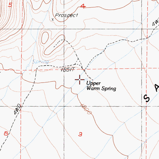 Topographic Map of Upper Warm Spring, CA