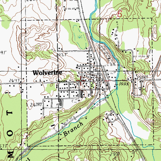 Topographic Map of Wolverine Congregational Church, MI