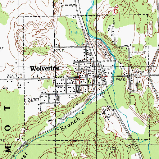 Topographic Map of Wolverine Joint Fire Board / Wolverine Volunteer Fire Department, MI