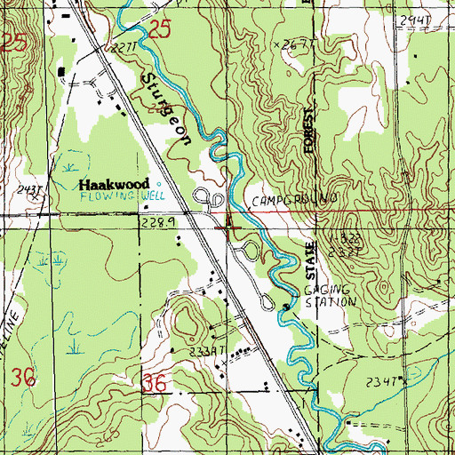 Topographic Map of Haakwood State Forest Campground, MI