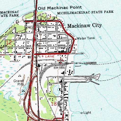 Topographic Map of Mackinaw City Station (historical), MI