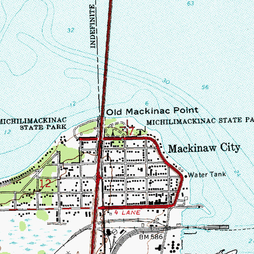 Topographic Map of Old Mackinac Point Lighthouse, MI