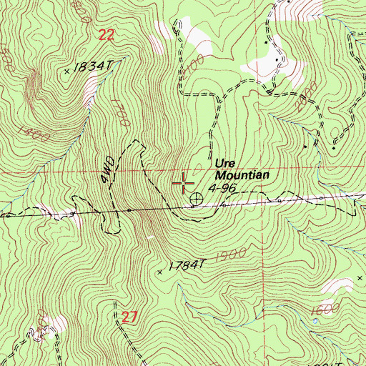Topographic Map of Ure Mountain, CA