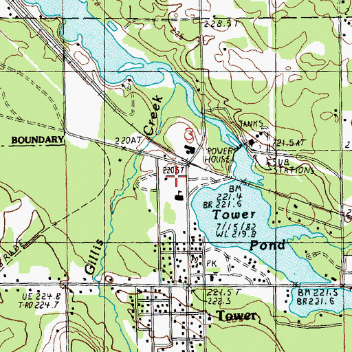 Topographic Map of Tower Station (historical), MI