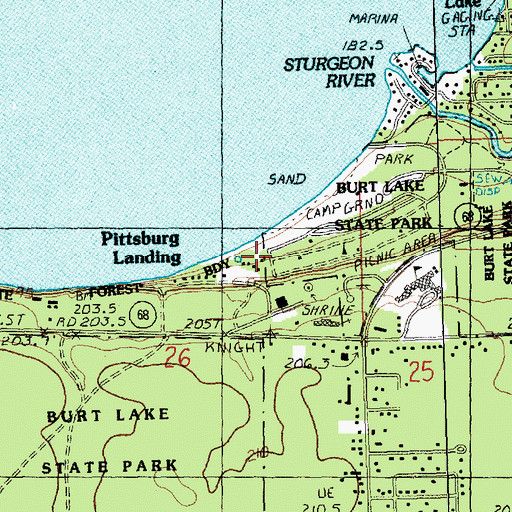 Topographic Map of Peter L Brisbine House Historical Marker, MI