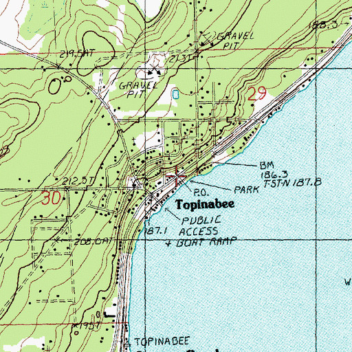 Topographic Map of Topinabee Post Office, MI
