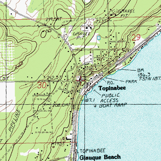 Topographic Map of Topinabee Community Church, MI