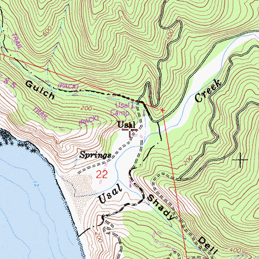 Topographic Map of Usal, CA