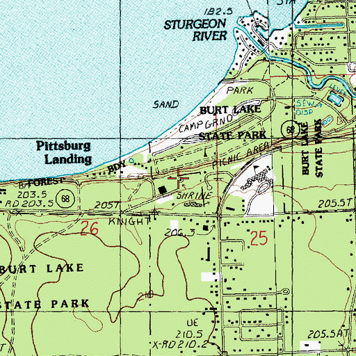 Topographic Map of Indian River Catholic Shrine, MI