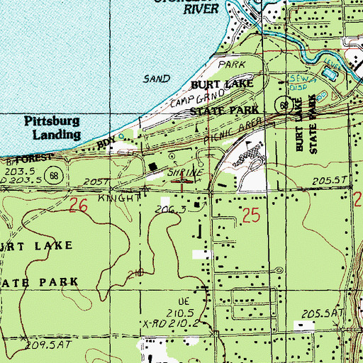 Topographic Map of Cross of the Woods Church, MI