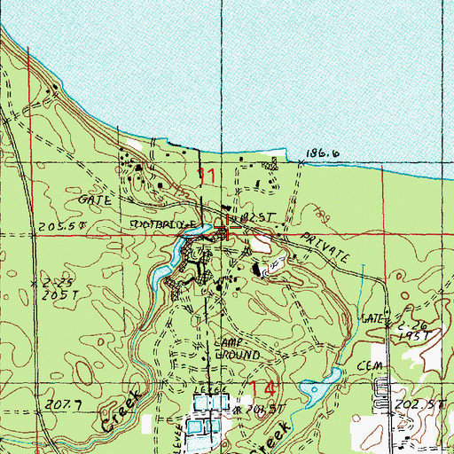 Topographic Map of Reuther's Graves, MI