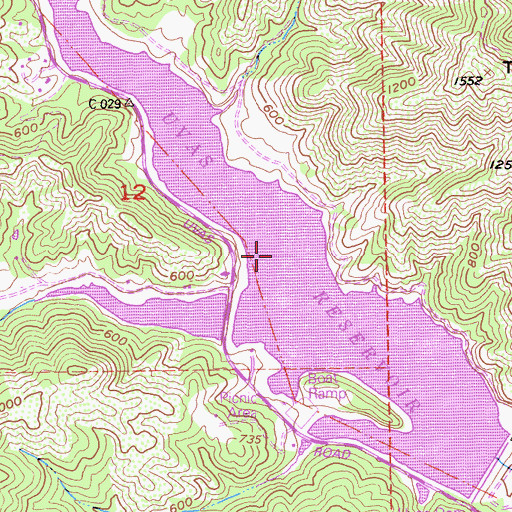 Topographic Map of Uvas Reservoir, CA