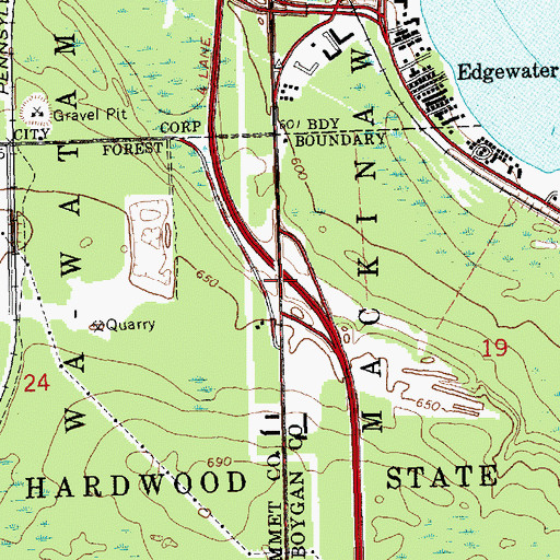 Topographic Map of Interchange 337, MI