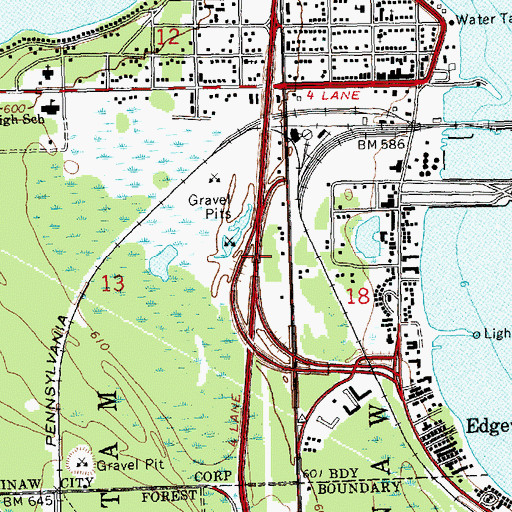 Topographic Map of Interchange 338, MI