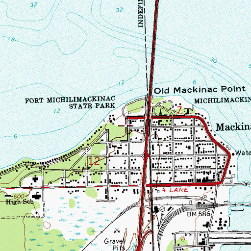 Topographic Map of Fort Michilimackinac Historical Marker, MI