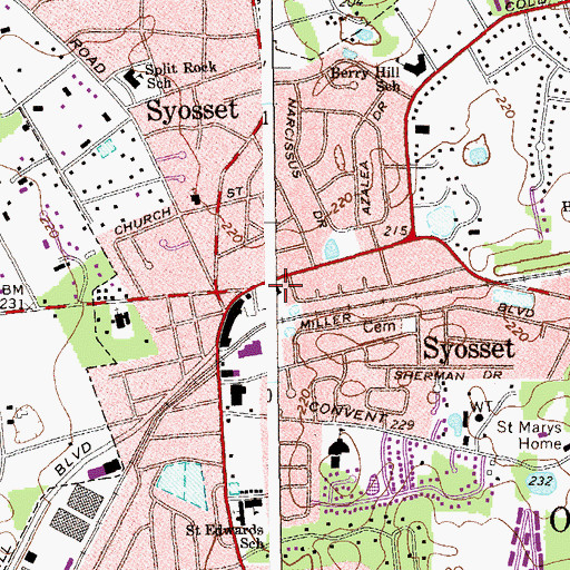 Topographic Map of Syosset Volunteer Fire Department Station 1, NY