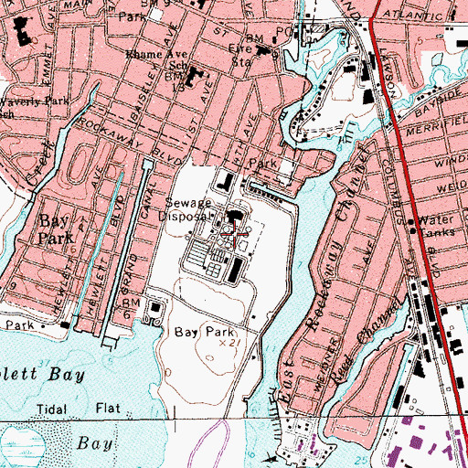 Topographic Map of Bay Park Sewage Treatment Plant, NY