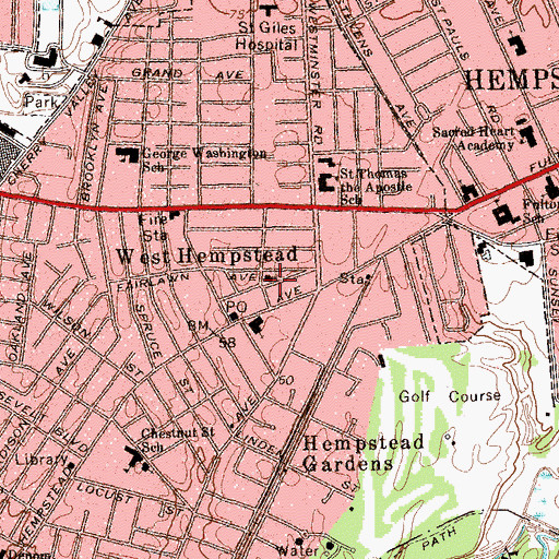 Topographic Map of Saint Thomas The Apostle Church, NY