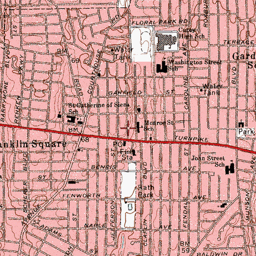 Topographic Map of Franklin Square Grade School (historical), NY