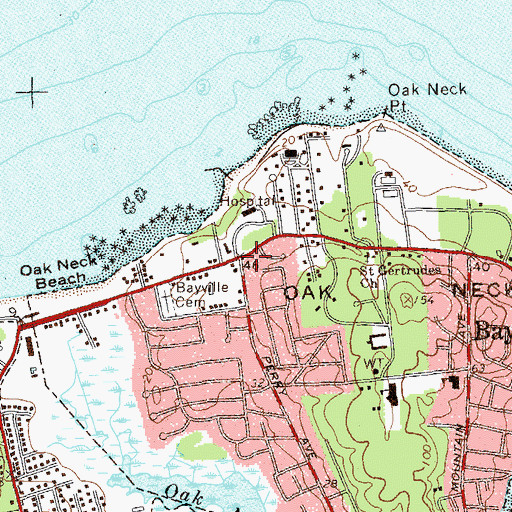 Topographic Map of Bayville Village Hall, NY