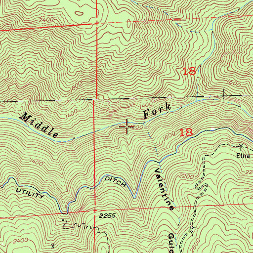 Topographic Map of Valentine Gulch, CA