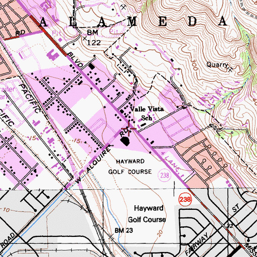 Topographic Map of Valle Vista School, CA