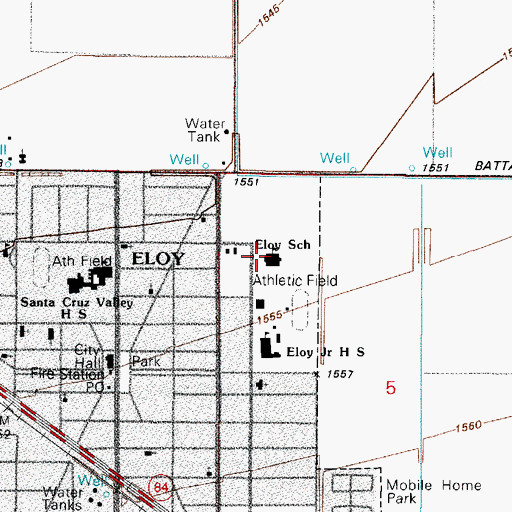 Topographic Map of Eloy Intermediate School, AZ