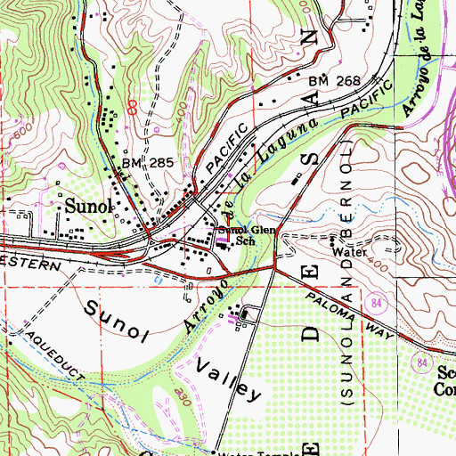 Topographic Map of Vallecitos Creek, CA