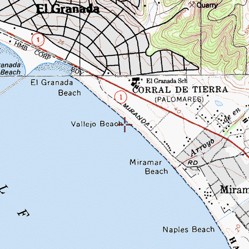 Topographic Map of Vallejo Beach, CA