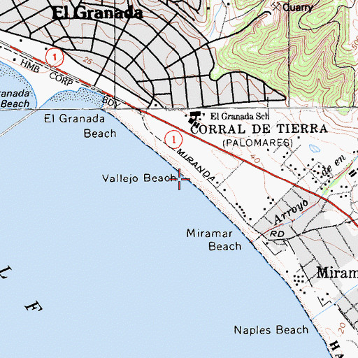Topographic Map of Vallejo Beach, CA