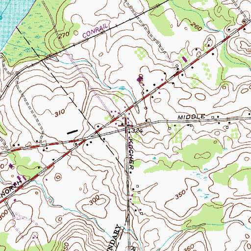 Topographic Map of School Number 2 (historical), NY