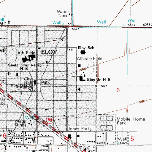 Topographic Map of Eloy Junior High School, AZ