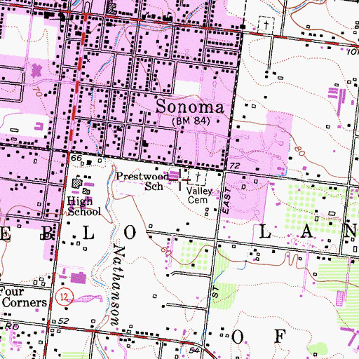 Topographic Map of Valley Cemetery, CA